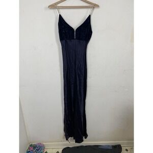 Cache Womens Slip Dress XS Blue Velvet Empire Fairy Regency Y2K VTG Prom Formal